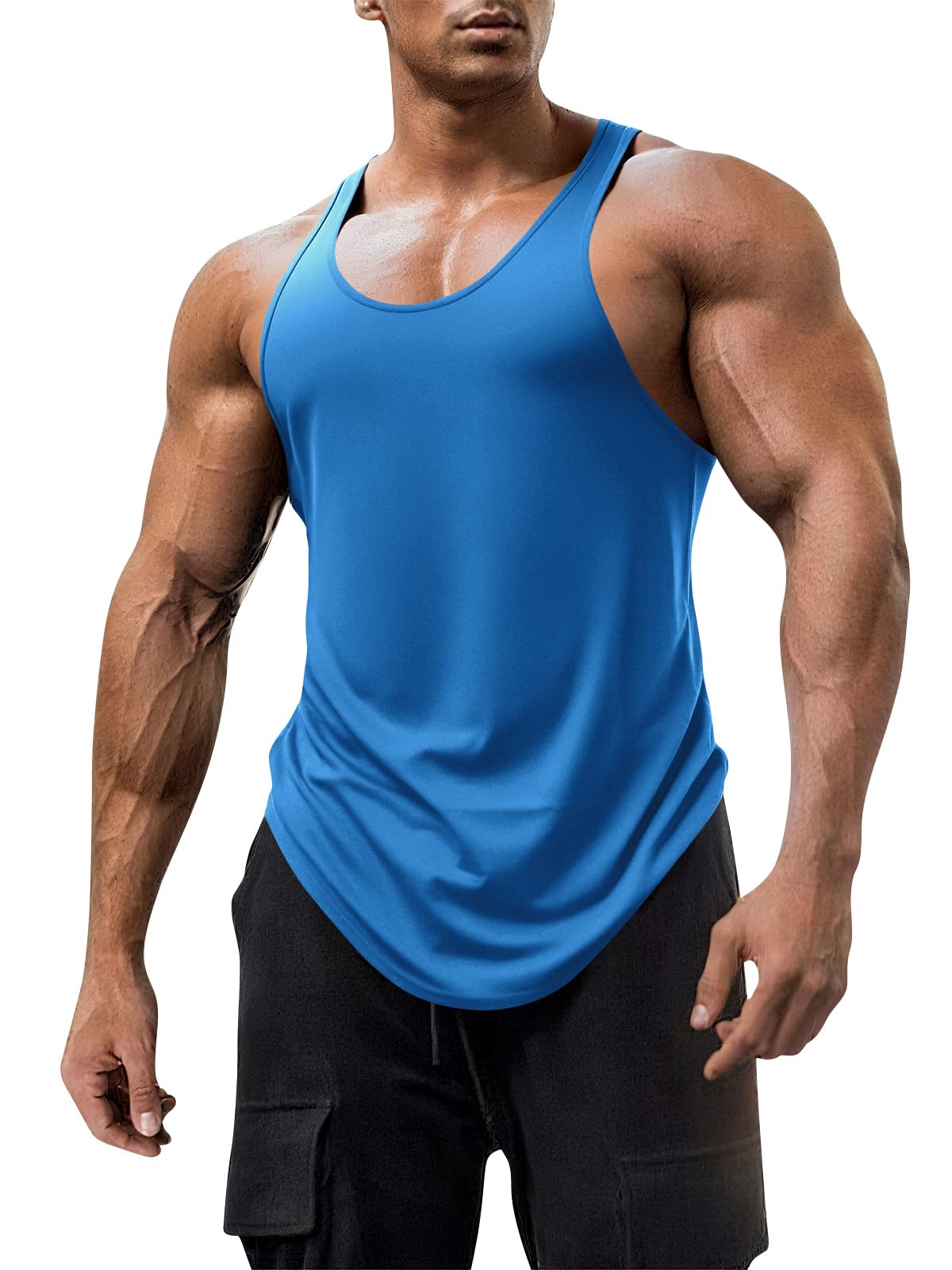 Mens Workout Tank Tops Fitness Bodybuilding Sleeveless Gym Muscle Stringer Shirts