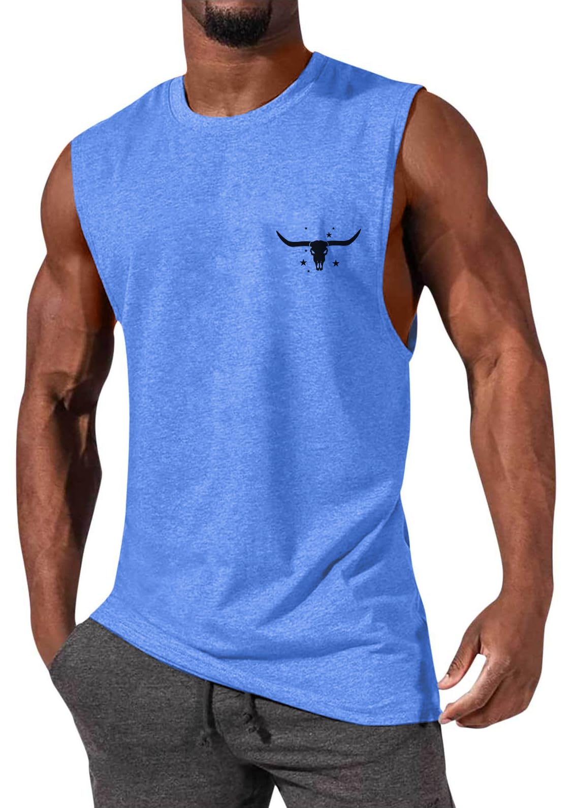 ONLYSTORY Mens Tank Tops Sleeveless Tee Shirts Casual Summer Muscle Gym Tops Running Beach Shirts