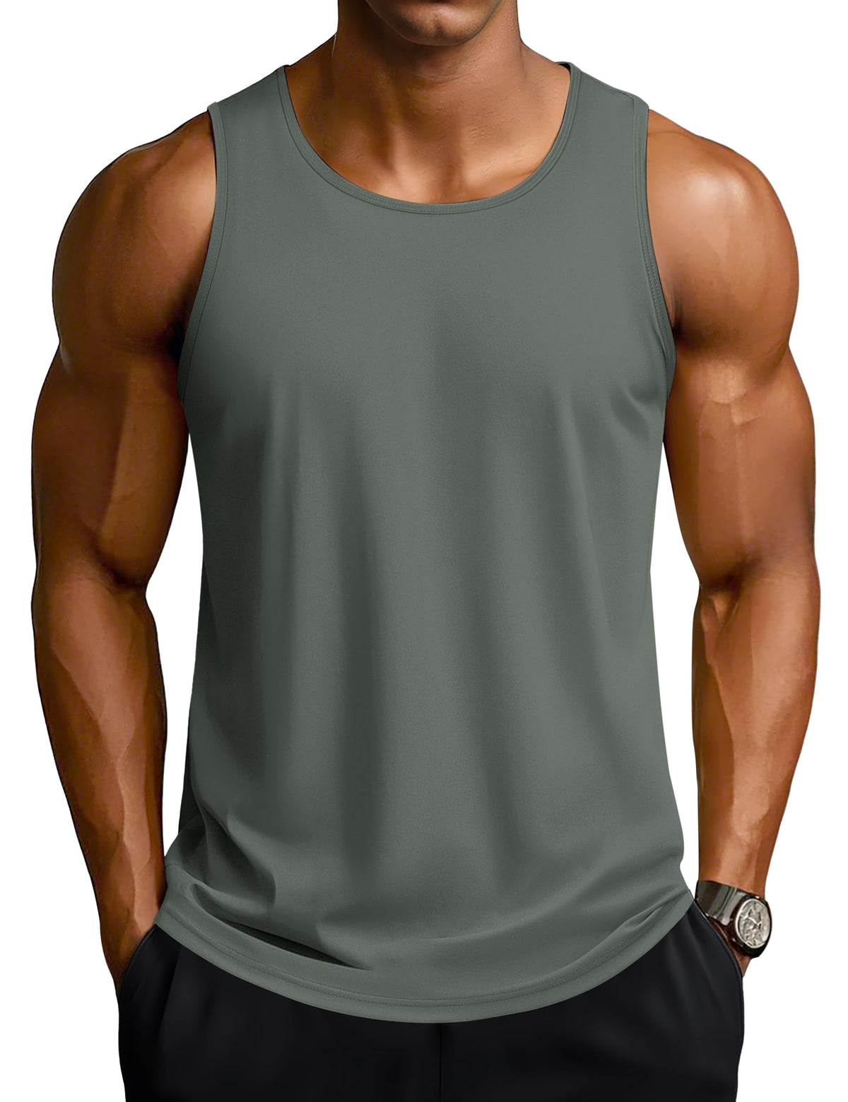 TACVASEN Men's Workout Tank Tops Sleeveless UPF 50+ Summer Sun Shirts Quick Dry for Running Swim Gym Beach