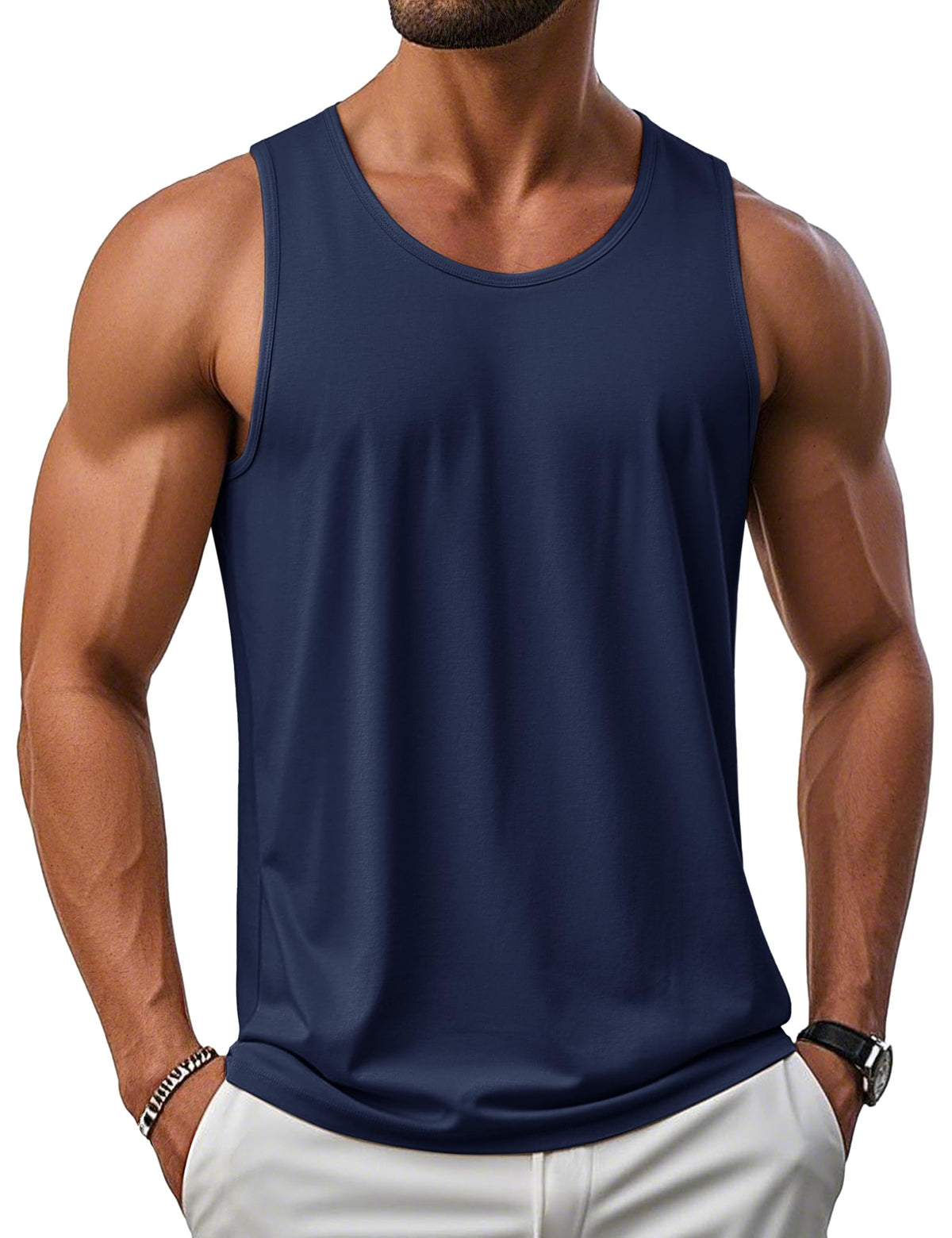 MAGCOMSEN Men's UPF 50+ Tank Top Sleeveless Muscle T Shirts Sport Gym Tanks