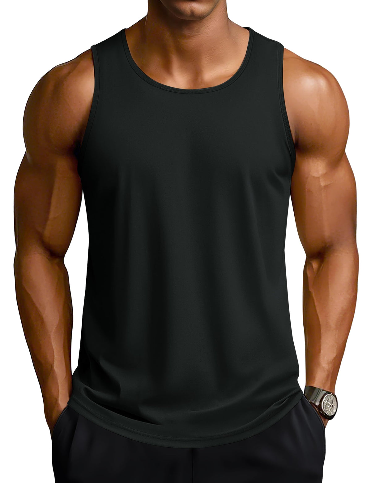 TACVASEN Men's Workout Tank Tops Sleeveless UPF 50+ Summer Sun Shirts Quick Dry for Running Swim Gym Beach