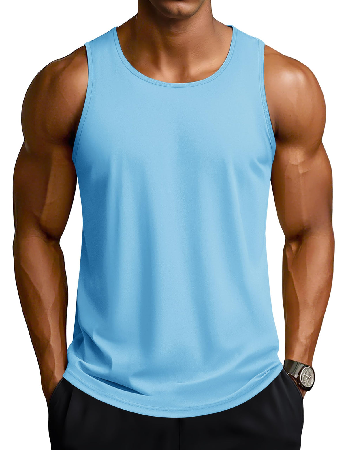 TACVASEN Men's Workout Tank Tops Sleeveless UPF 50+ Summer Sun Shirts Quick Dry for Running Swim Gym Beach