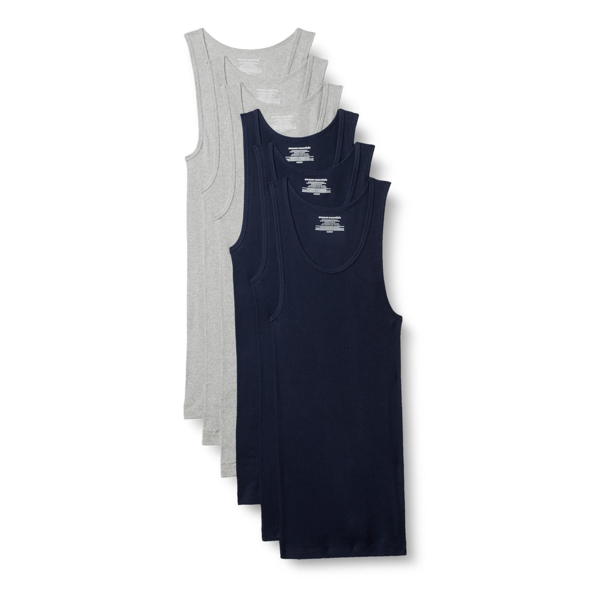 Amazon Essentials Men's Lightweight Breathable Cotton Slim Fit Tank Undershirts, Pack of 6