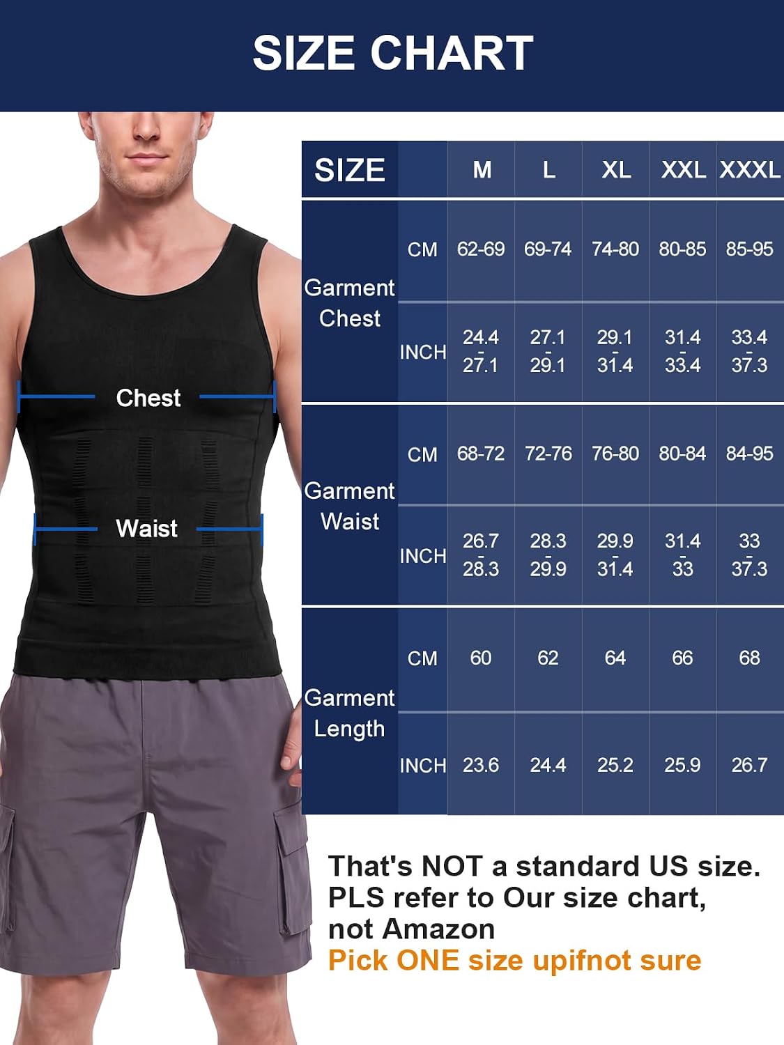 Odoland Men Compression Shirt 3 Pack Body Shaper Vest Tank Top