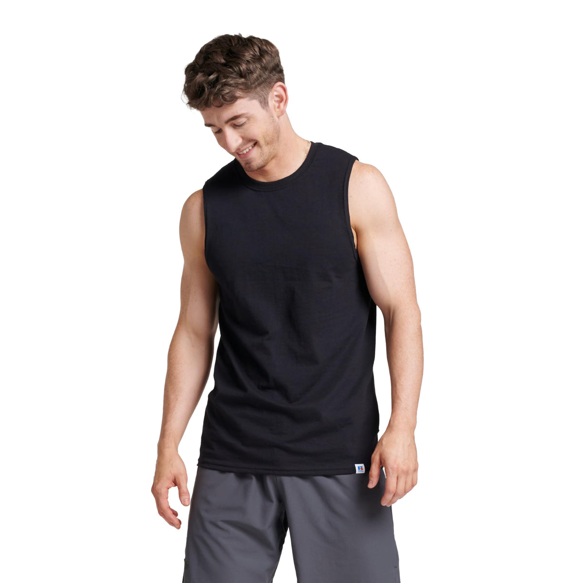 Russell Athletic Men's Dri-Power Cotton Blend Sleeveless Muscle Shirts,Moisture Wicking,Odor Protection, UPF 30+, Sizes S-4X