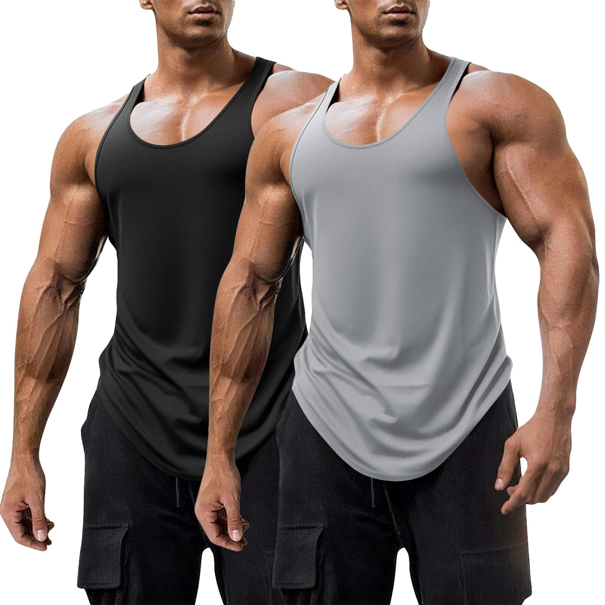 Mens Workout Tank Tops Fitness Bodybuilding Sleeveless Gym Muscle Stringer Shirts