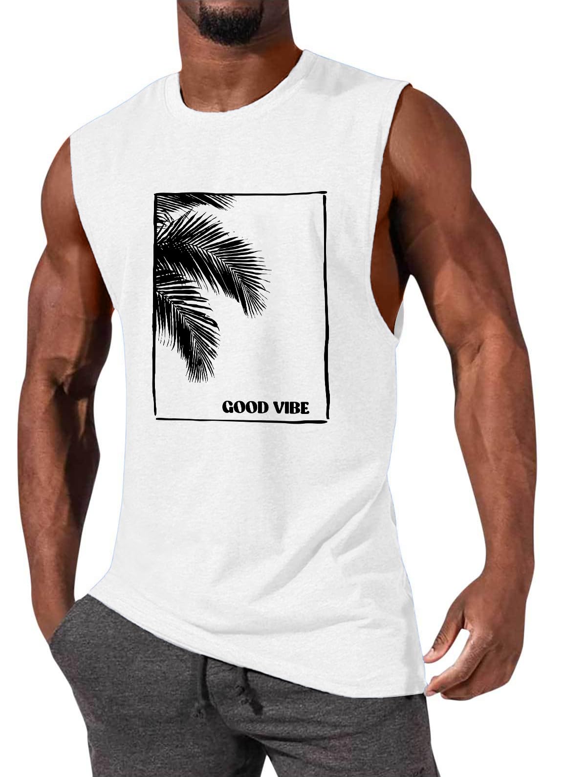 ONLYSTORY Mens Tank Tops Sleeveless Tee Shirts Casual Summer Muscle Gym Tops Running Beach Shirts