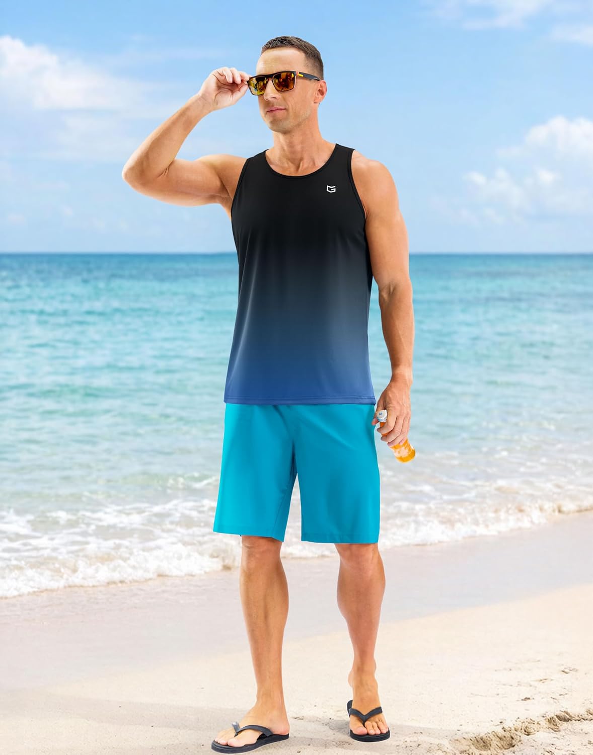 Beach Tank Tops for Men UPF50+ Dry Fit Summer Sleeveless Shirts