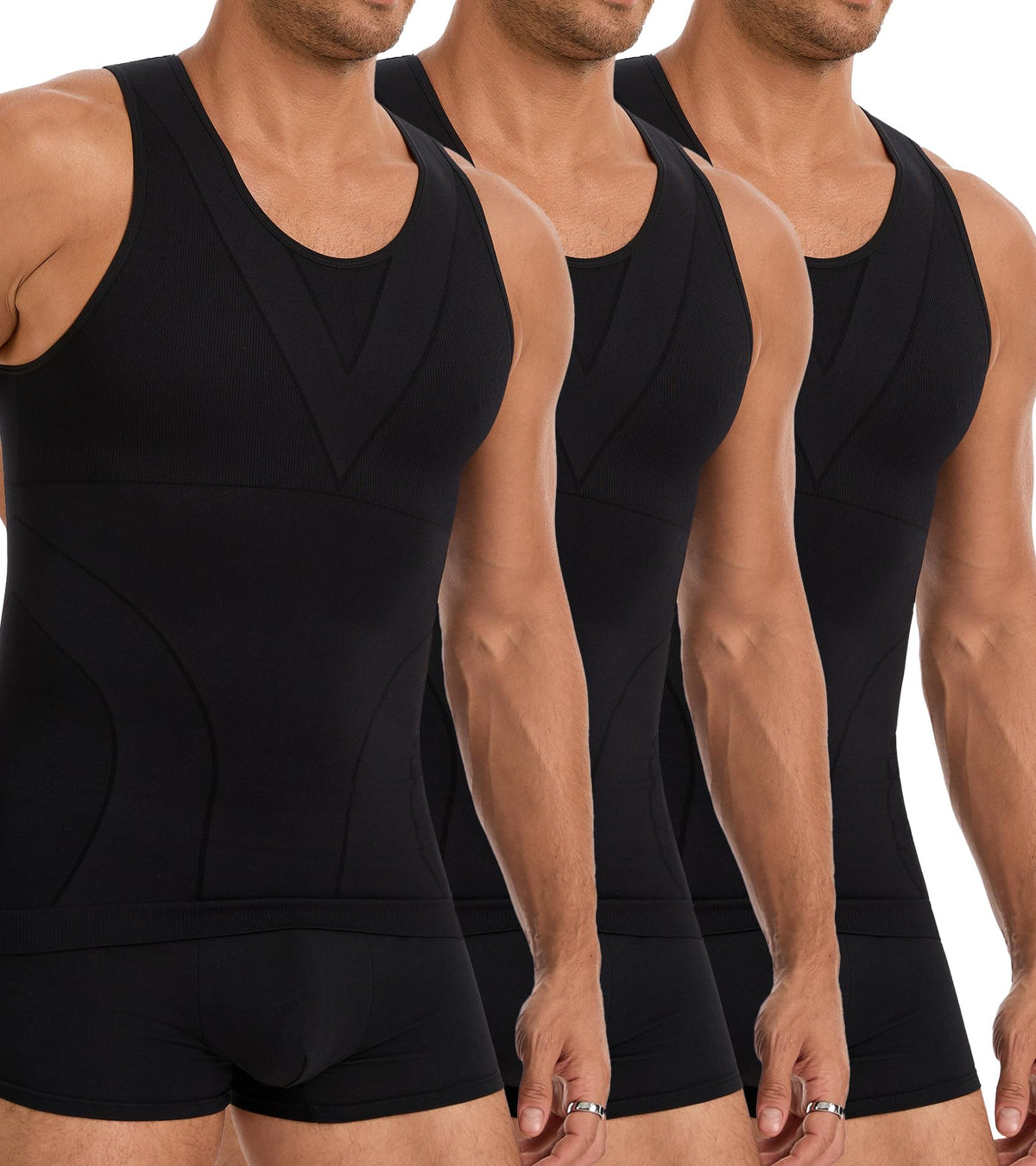 3 Pack Compression Shirt Men's Tummy Control Body Shaper Tank Top