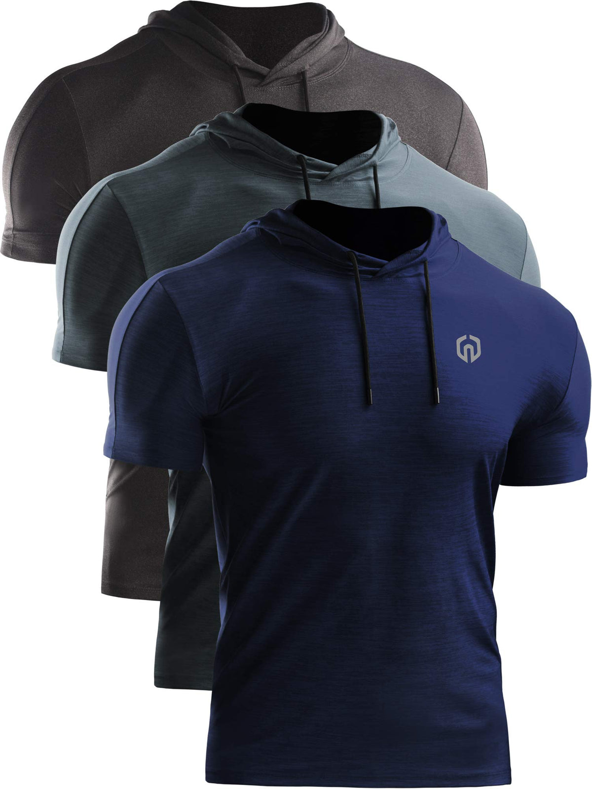 Neleus Men's Workout Tank Tops 3 Pack Sleeveless Running Shirts with Hoodie