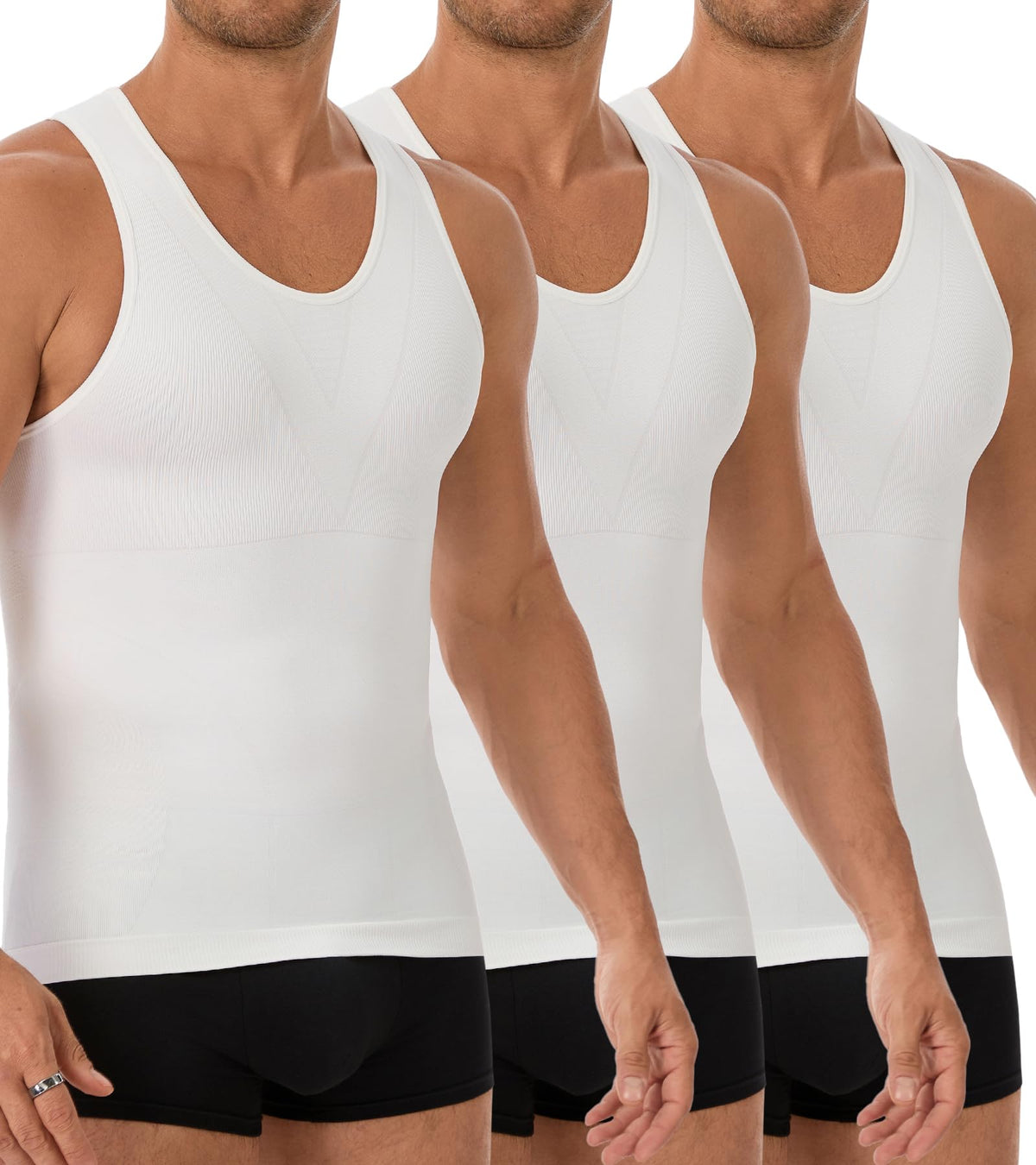 3 Pack Compression Shirt Men's Tummy Control Body Shaper Tank Top