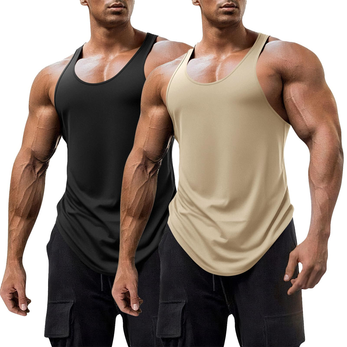 Mens Workout Tank Tops Fitness Bodybuilding Sleeveless Gym Muscle Stringer Shirts
