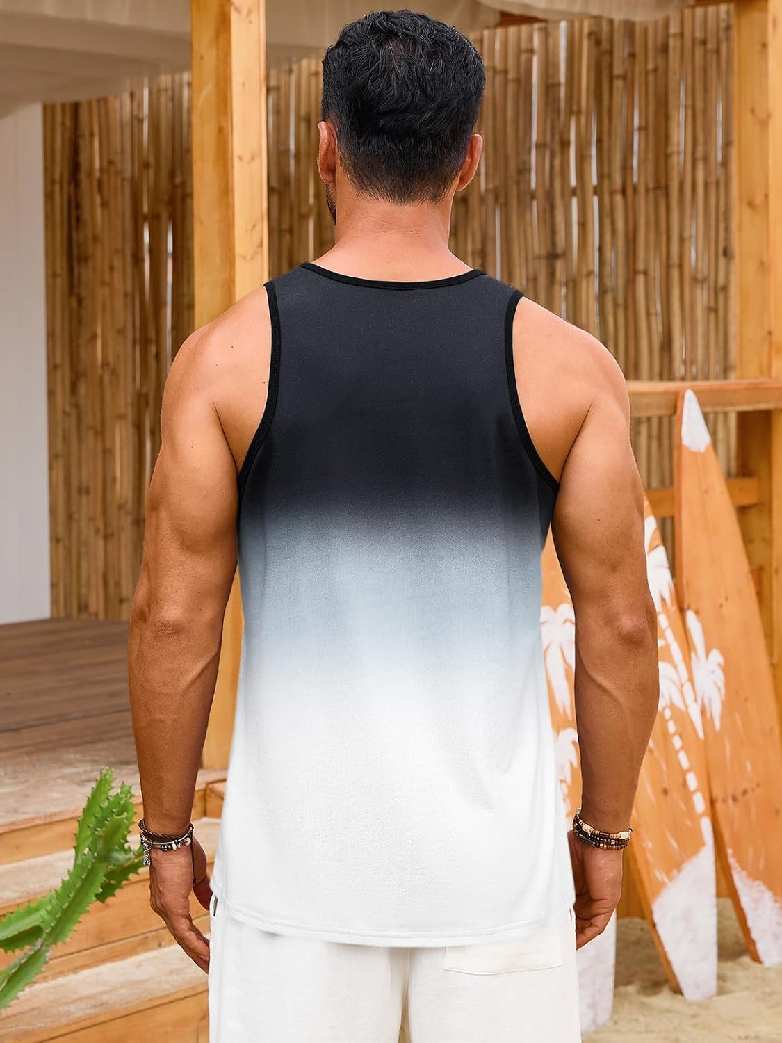 Runcati Mens Graphic Tank Tops Sleeveless Palm Tree Shirts Beach Top