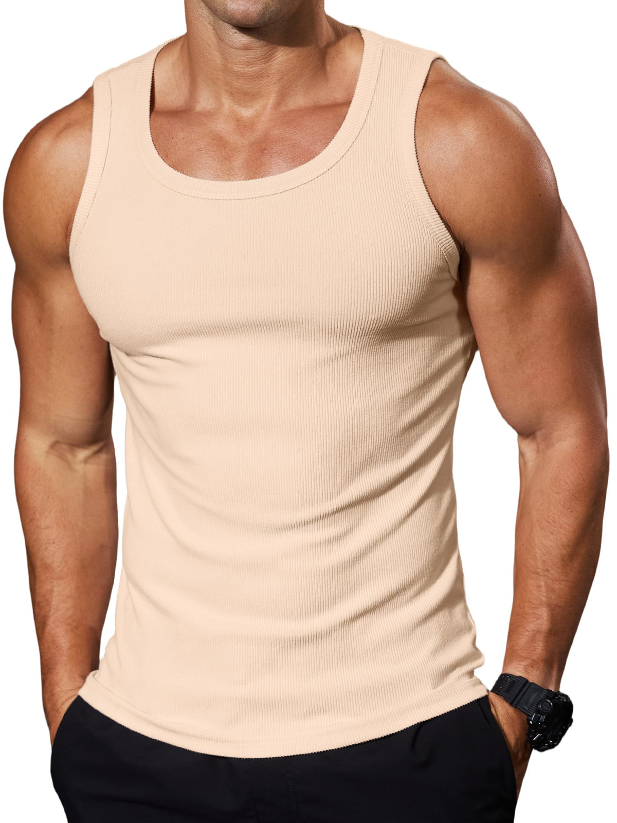 Comdecevis Men's Ribbed Muscle Tank Tops