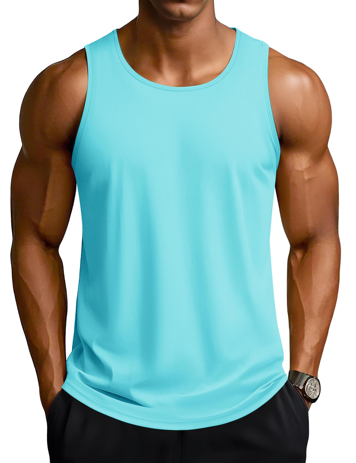TACVASEN Men's Workout Tank Tops Sleeveless UPF 50+ Summer Sun Shirts Quick Dry for Running Swim Gym Beach