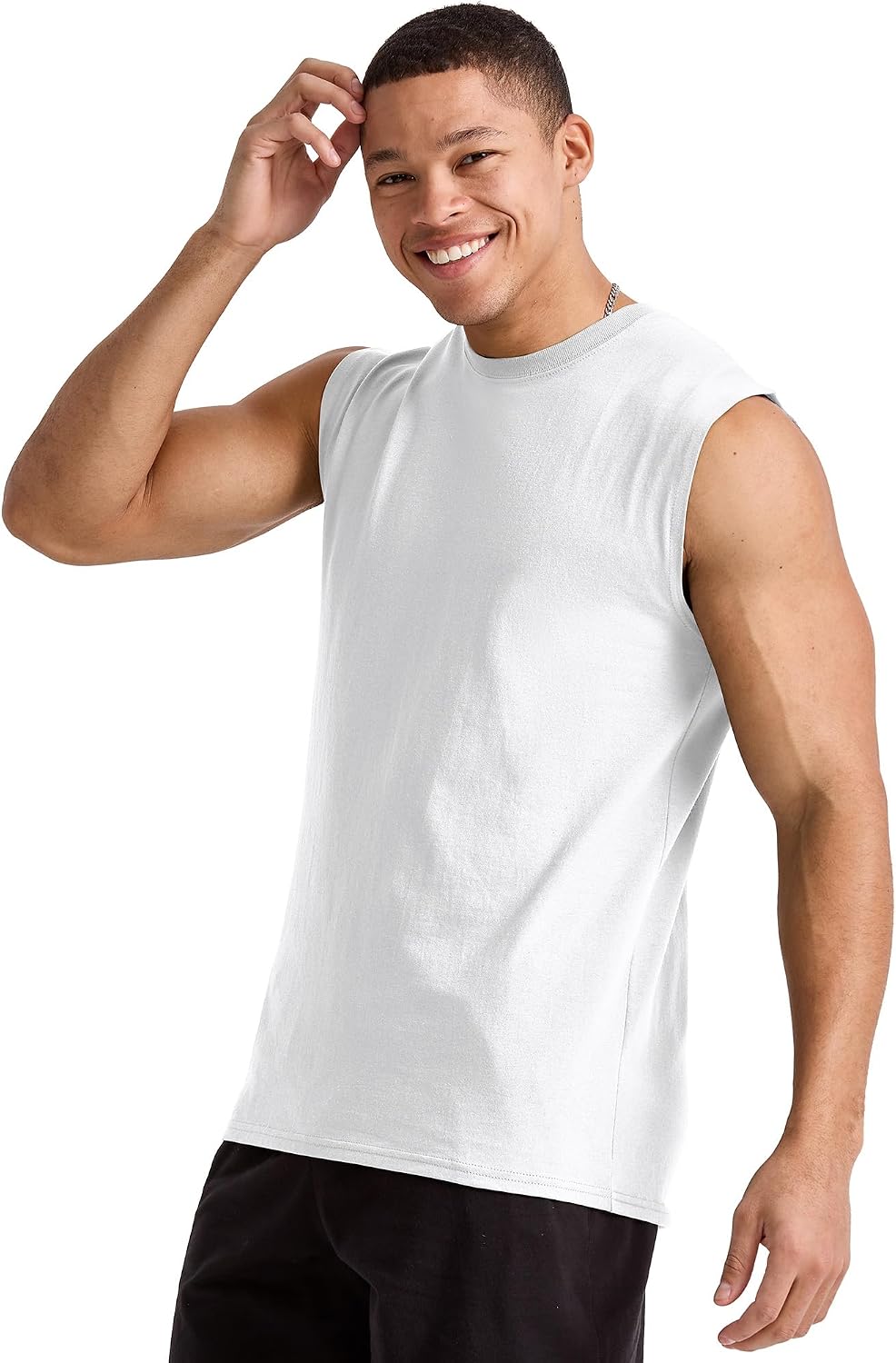 Hanes Men's Essentials Midweight Muscle T-Shirt Pack, Cotton Muscle Tank Shirts, 3-Pack