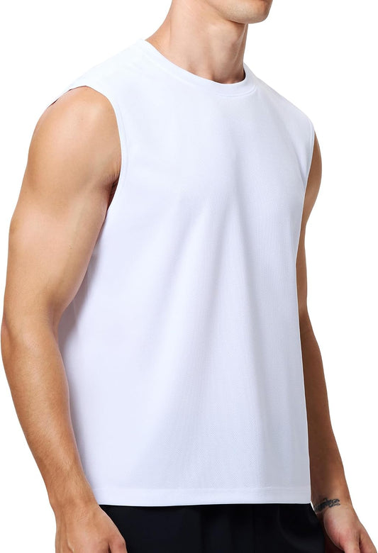Mens Workout Tank Tops Quick Dry Sleeveless Running Shirts Gym Muscle Bodybuilding Shirts for Men
