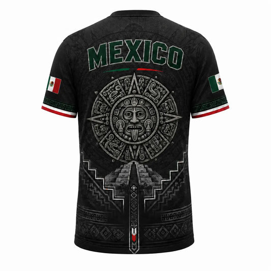 2026Men’s Mexico Heritage V-Neck Graphic Tee, Breathable Mesh Short Sleeve Shirt, Green & White Casual Summer Top