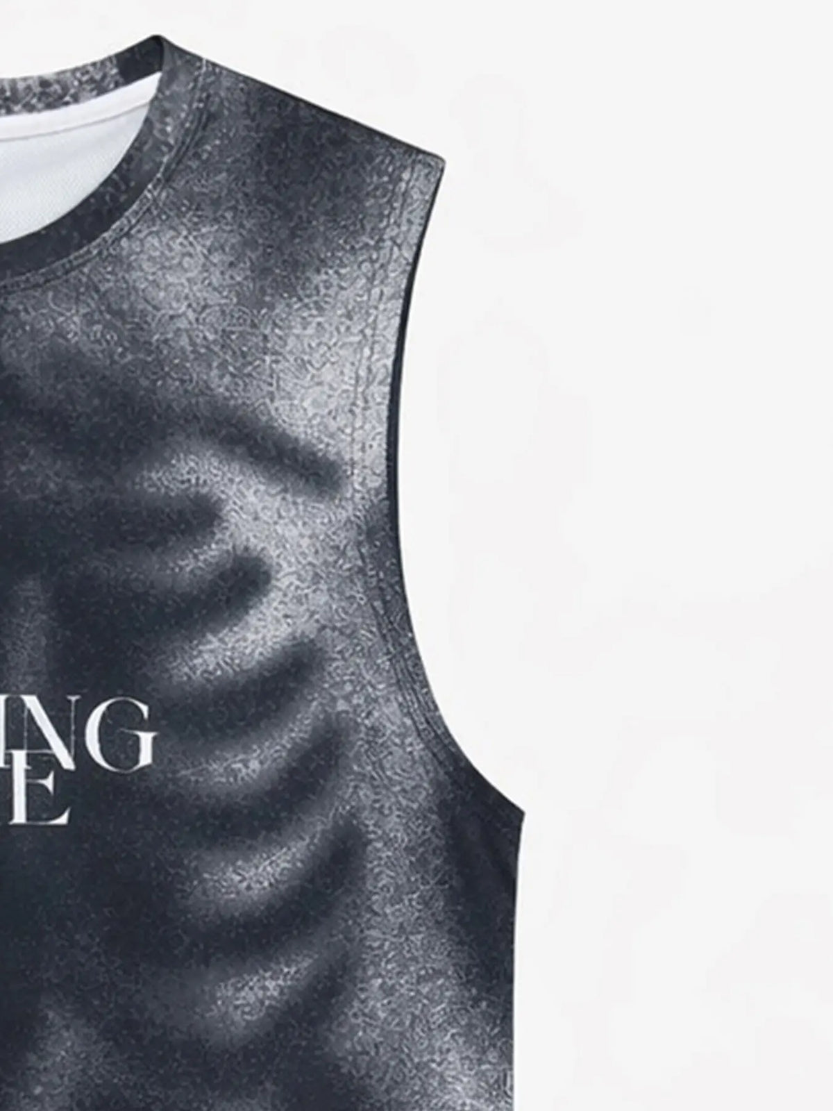 Men's Fashion Streetwear Digital Print Full-Body Graphic Vest, Wide Shoulder Design, Casual Loose-Fitting Top, No Collar, No Button, No Zipper
