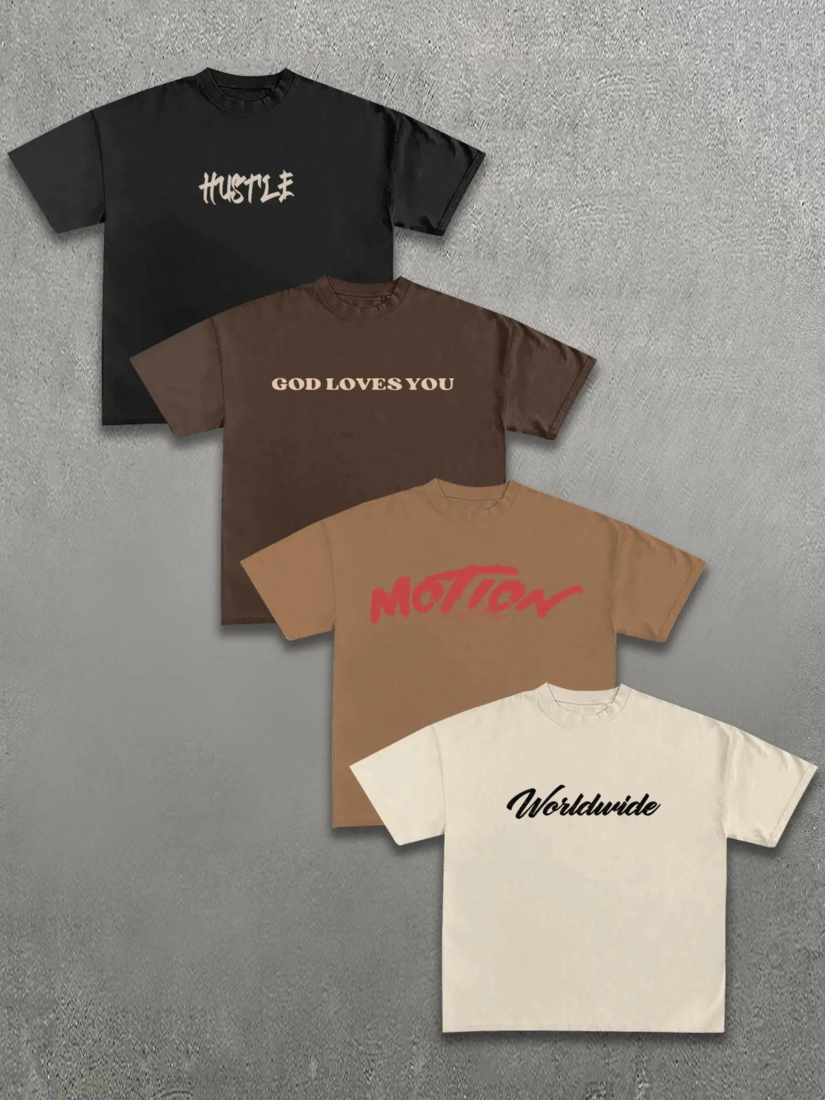 Men's 4-Pack Graphic T-Shirts | Streetwear Statement Print Oversized Casual Tees Set Menswear