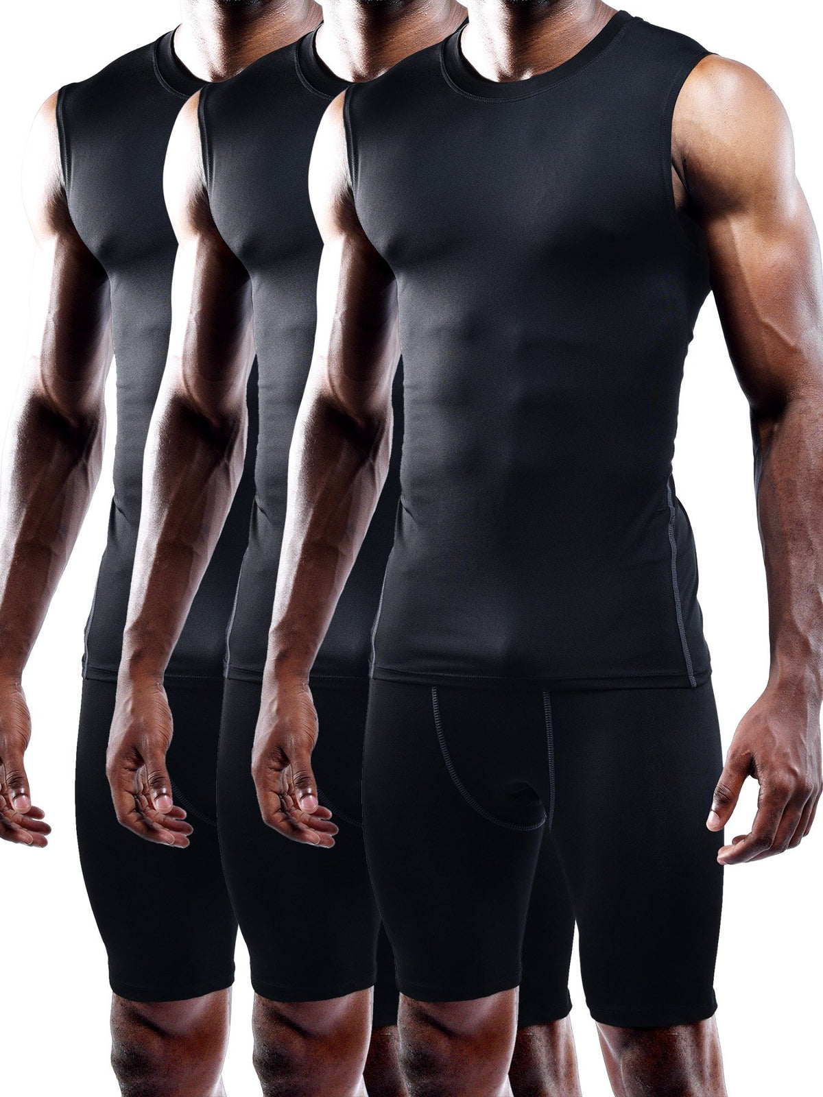 NELEUS Men's 3 Pack Athletic Compression Under Base Layer Sport Tank Top
