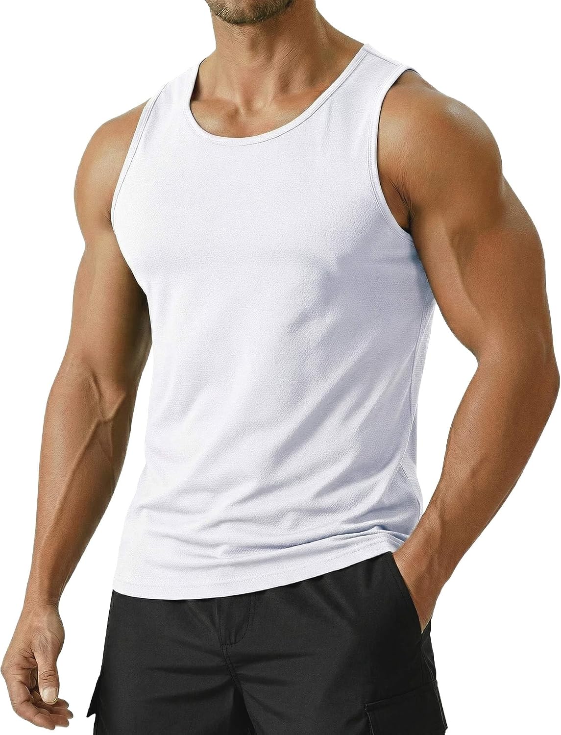 PINSPARK Men's UPF 50+ Quick Dry Tank Tops Athletic Muscle Tee