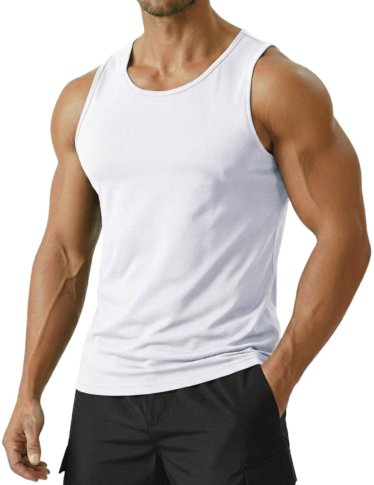 PINSPARK Men's UPF 50+ Quick Dry Tank Tops Athletic Muscle Tee