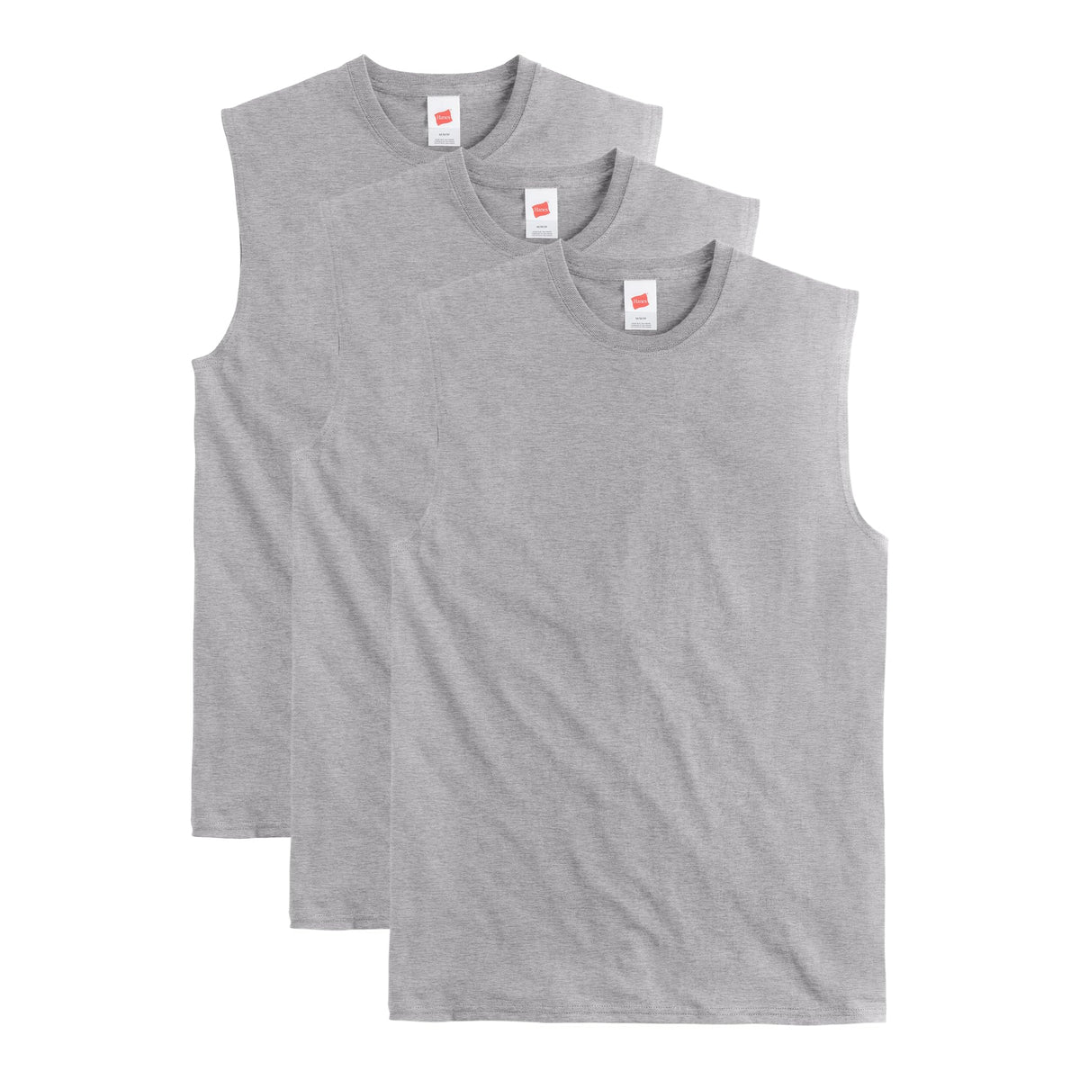 Hanes Men's Essentials Midweight Muscle T-Shirt Pack, Cotton Muscle Tank Shirts, 3-Pack