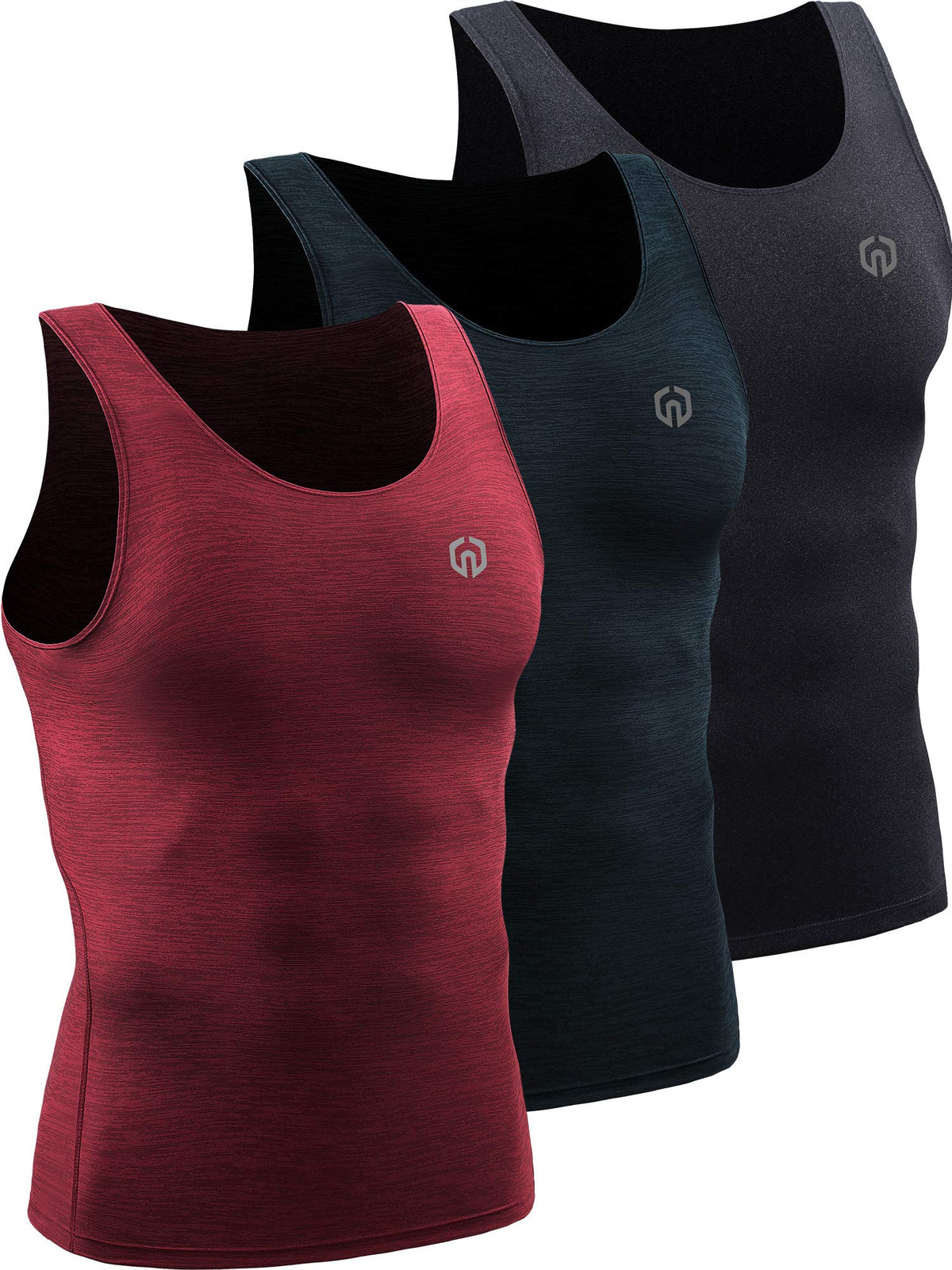 NELEUS Men's 3 Pack Athletic Compression Under Base Layer Sport Tank Top