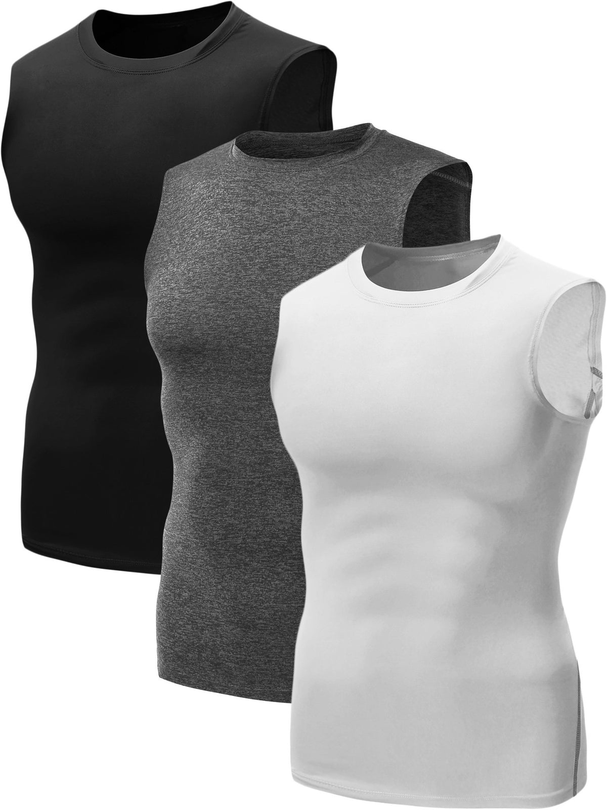 NELEUS Men's 3 Pack Athletic Compression Under Base Layer Sport Tank Top