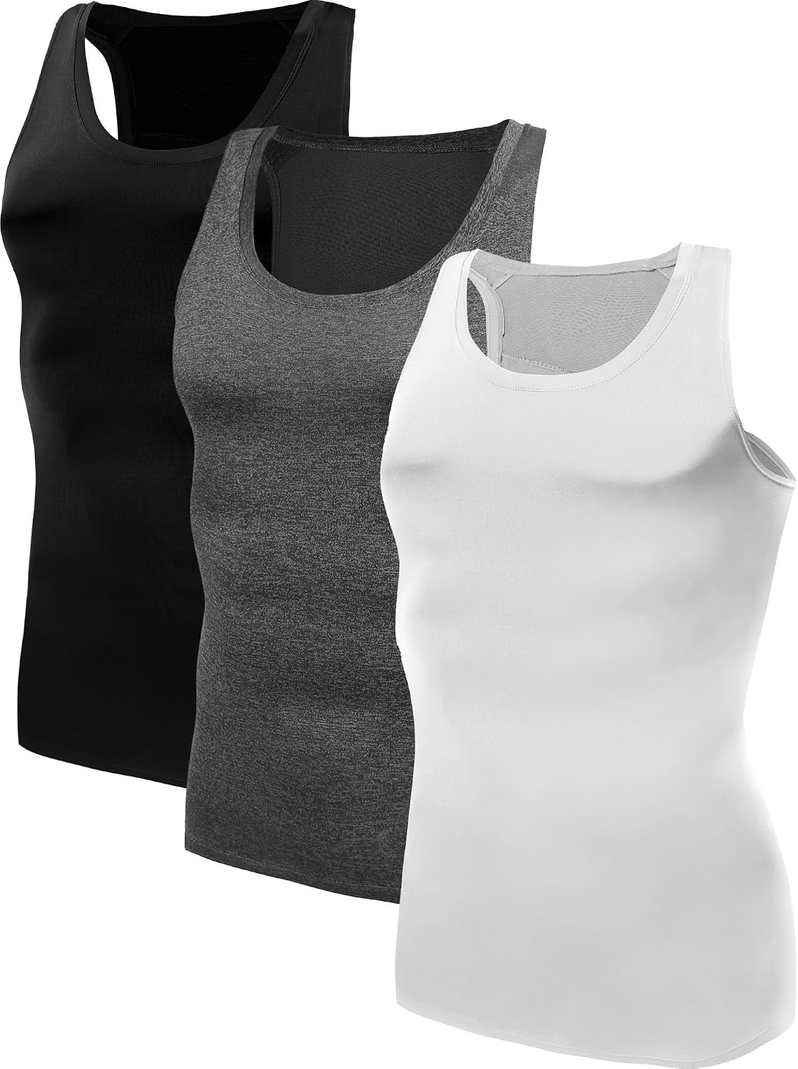NELEUS Men's 3 Pack Athletic Compression Under Base Layer Sport Tank Top
