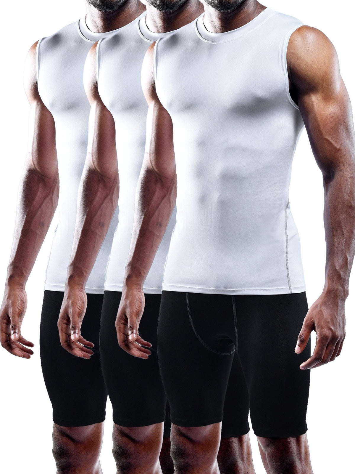 NELEUS Men's 3 Pack Athletic Compression Under Base Layer Sport Tank Top