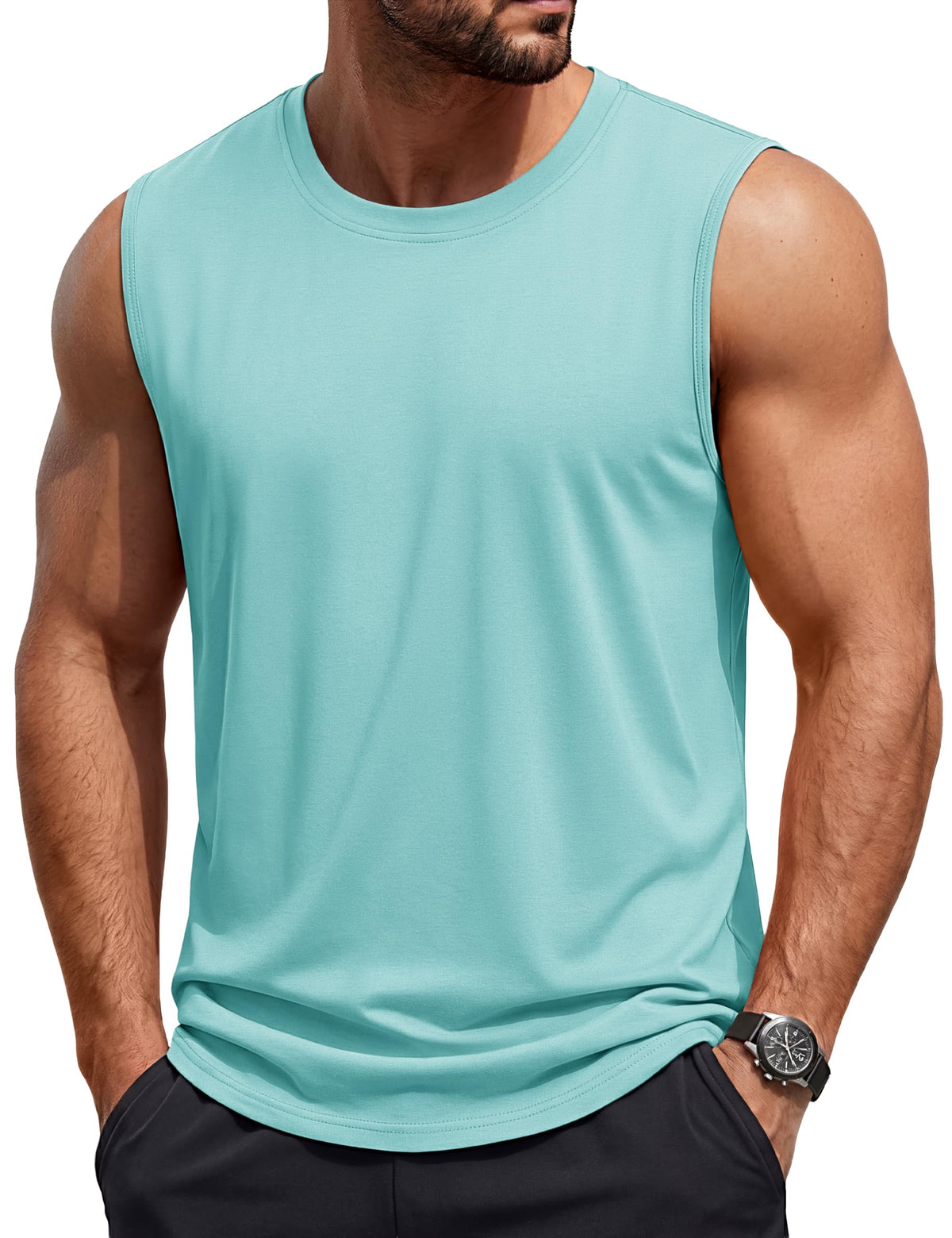 TACVASEN Tank Top for Men Moisture Wicking Cotton Sleeveless Shirts Muscle Gym Workout Causal Summer Tank Tops