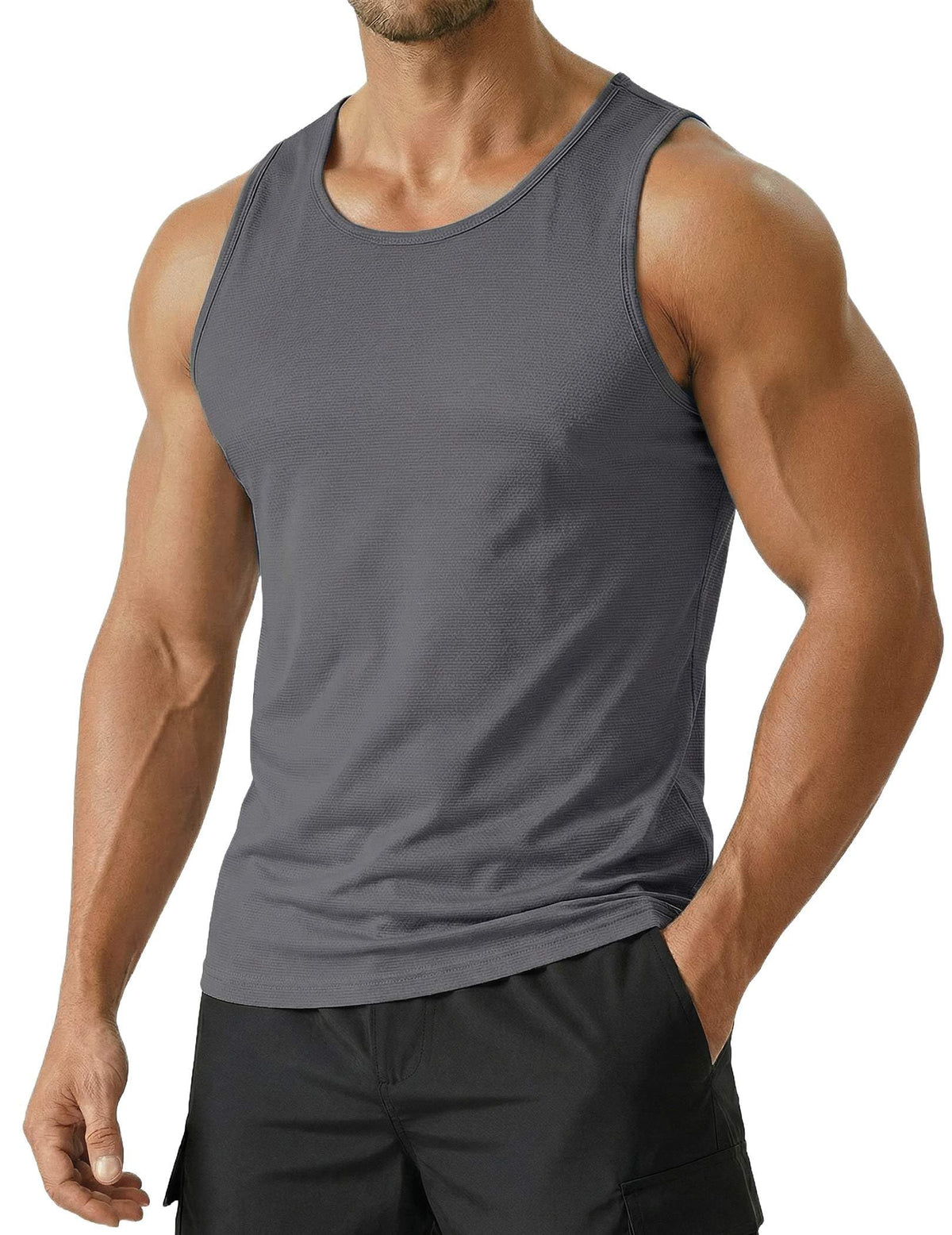 PINSPARK Men's UPF 50+ Quick Dry Tank Tops Athletic Muscle Tee