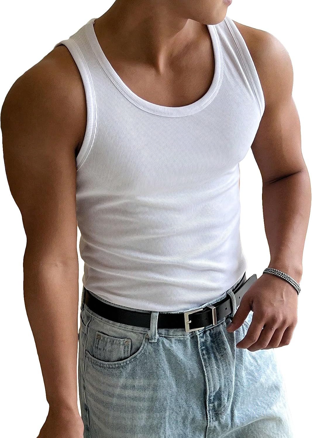 COZYEASE Men's Summer Sleeveless Tank Top Workout Gym Muscle Tank T Shirt