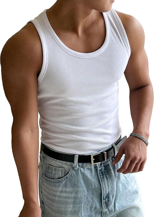 COZYEASE Men's Summer Sleeveless Tank Top Workout Gym Muscle Tank T Shirt