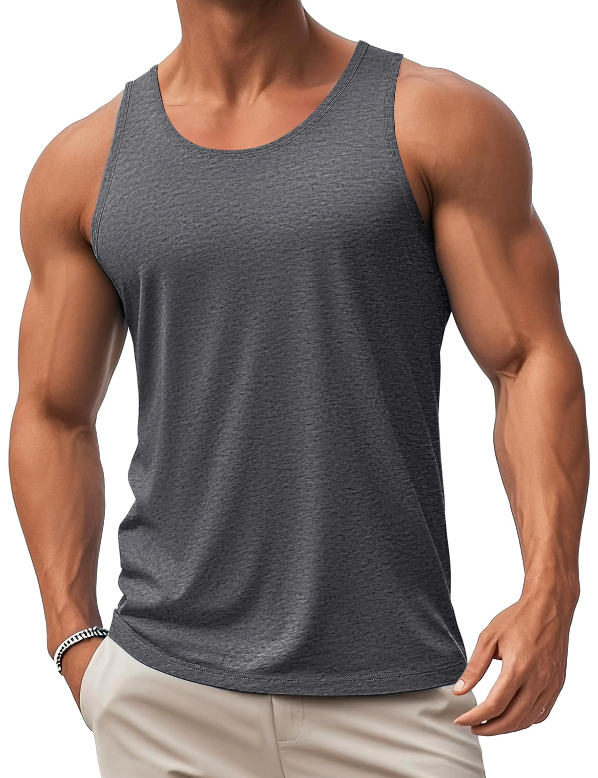 MAGCOMSEN Mens Workout Tank Tops Muscle Athletic Gym Cotton Undershirt Sleeveless Shirts