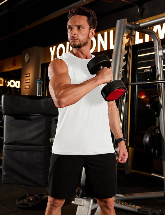 TACVASEN Men's Sleeveless Shirts Quick Dry Tank Tops for Men Sun Protection UPF 50+ Athletic Gym Workout Muscle Shirts