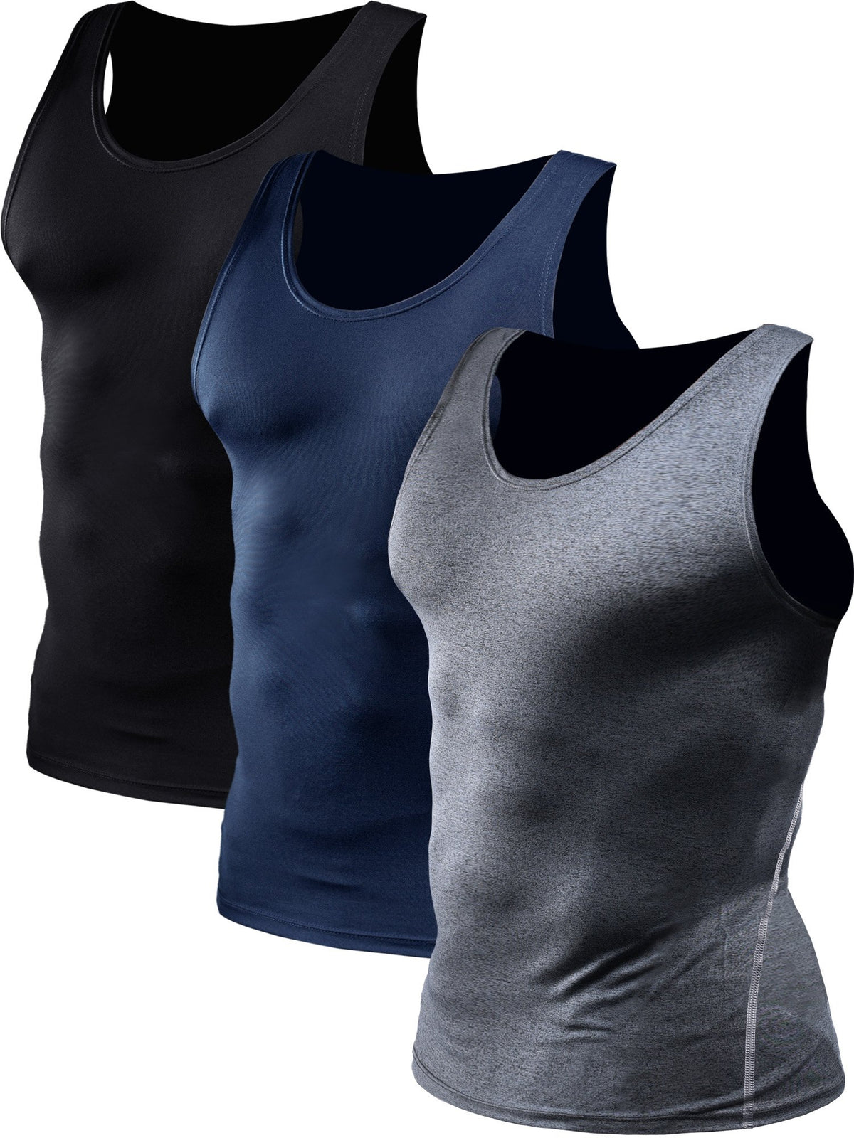 NELEUS Men's 3 Pack Athletic Compression Under Base Layer Sport Tank Top