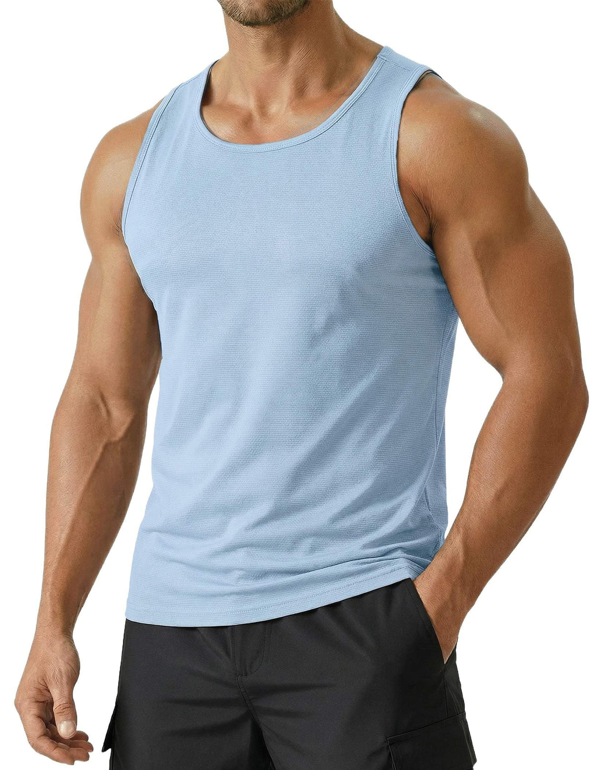 PINSPARK Men's UPF 50+ Quick Dry Tank Tops Athletic Muscle Tee
