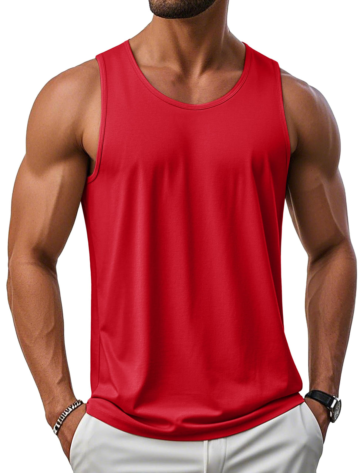 MAGCOMSEN Men's UPF 50+ Tank Top Sleeveless Muscle T Shirts Sport Gym Tanks