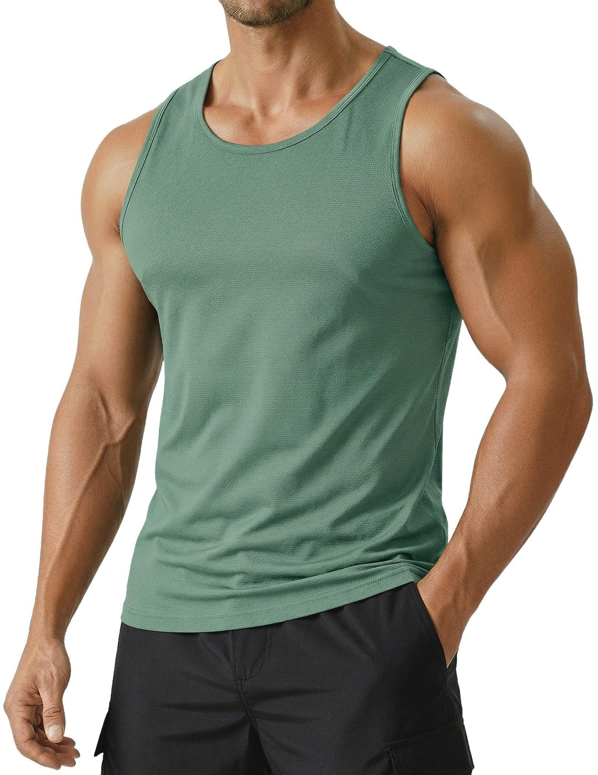 PINSPARK Men's UPF 50+ Quick Dry Tank Tops Athletic Muscle Tee