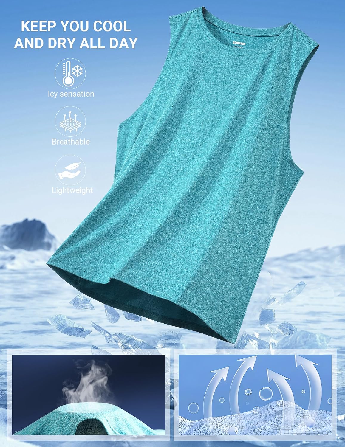 COOFANDY Mens Dry Fit Workout Tank Top Sleeveless Gym Muscle Shirt UPF 50+ Summer Running Athletic Tshirts