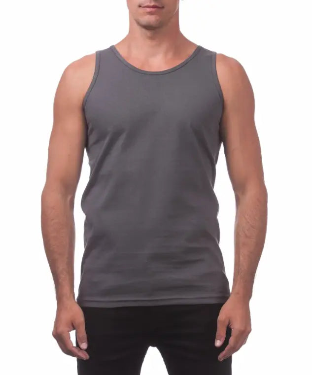 Pro Club Men's Heavyweight Cotton Sleeveless Tank Top Tee - Plain, Soft Breathable Round Neck Pull-On, Big & Tall S-5XL Sizes, Easy Layering, Foldable, Laid-Back Street Style, Gym Wear, Childrens Day Outfits, Menswear Fashion