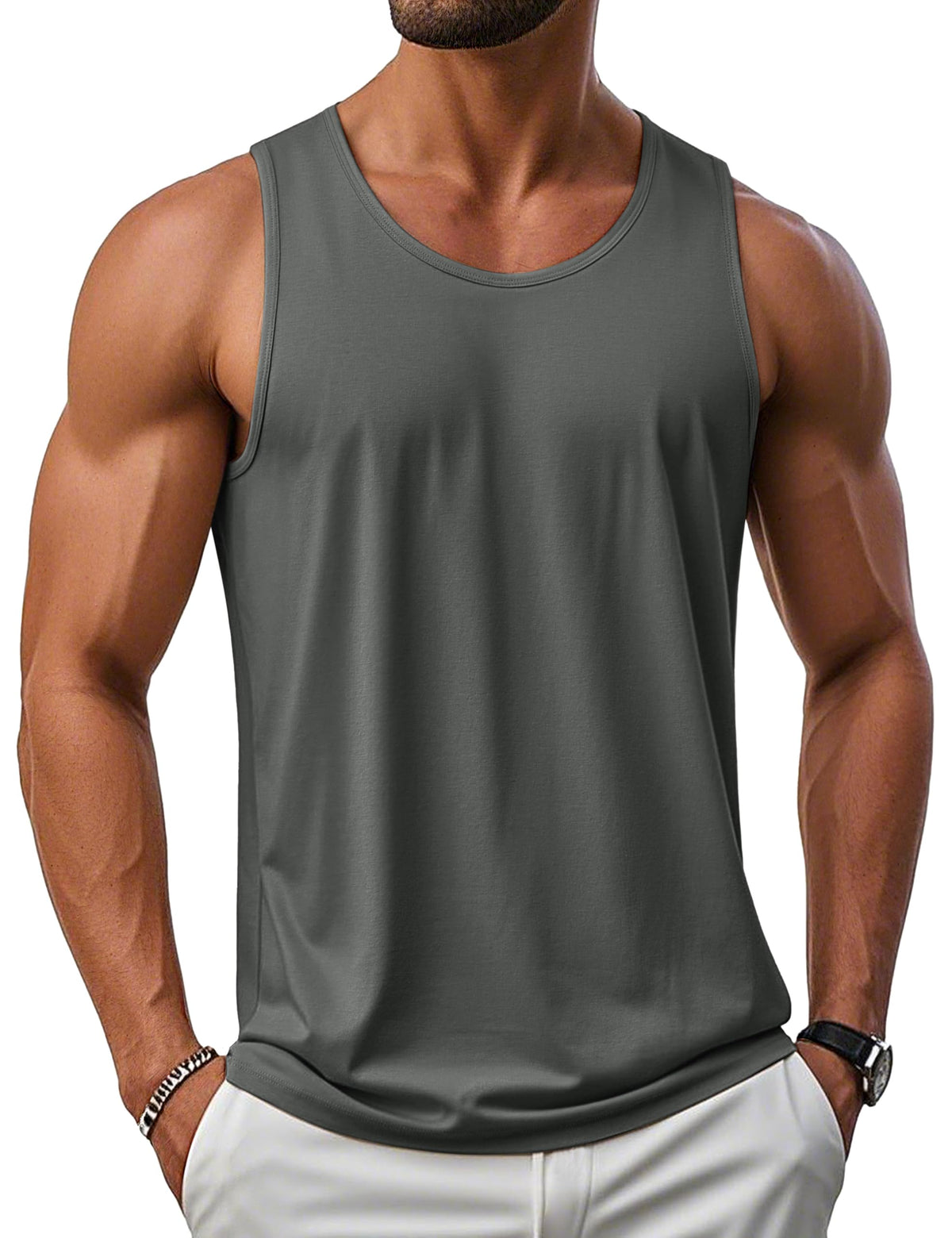 MAGCOMSEN Men's UPF 50+ Tank Top Sleeveless Muscle T Shirts Sport Gym Tanks