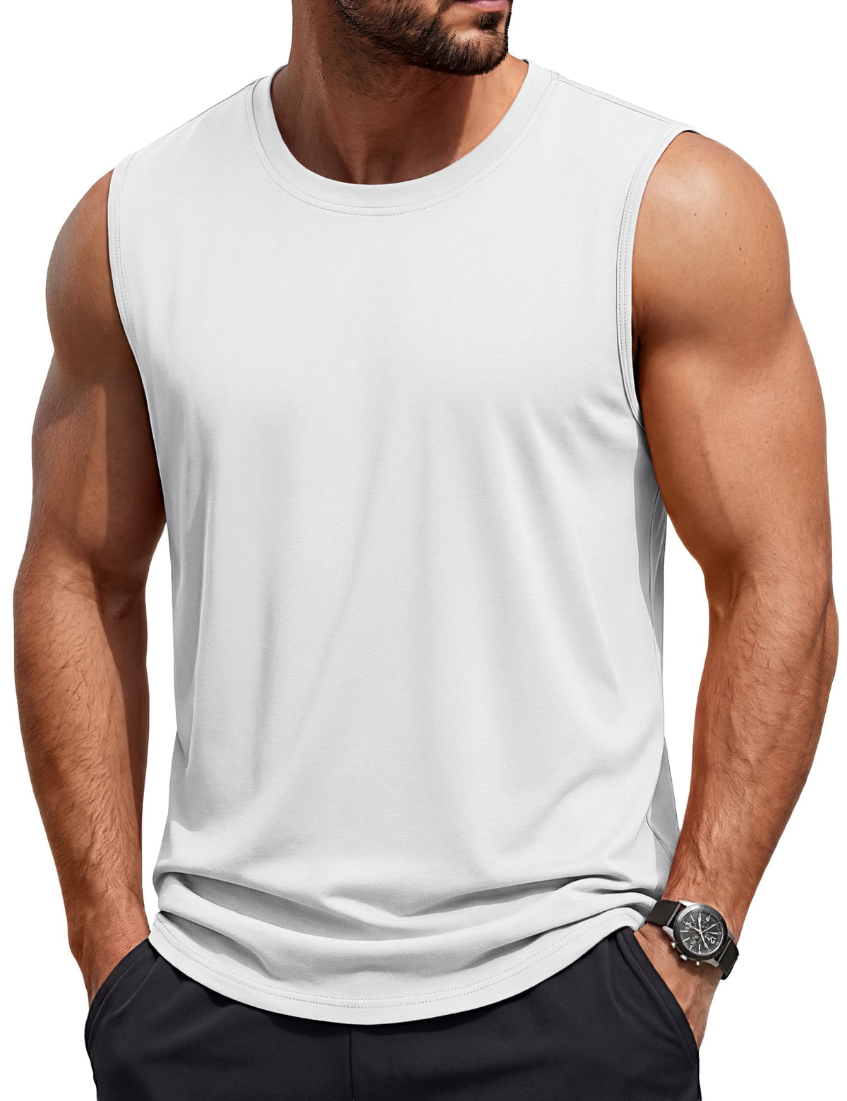 TACVASEN Tank Top for Men Moisture Wicking Cotton Sleeveless Shirts Muscle Gym Workout Causal Summer Tank Tops