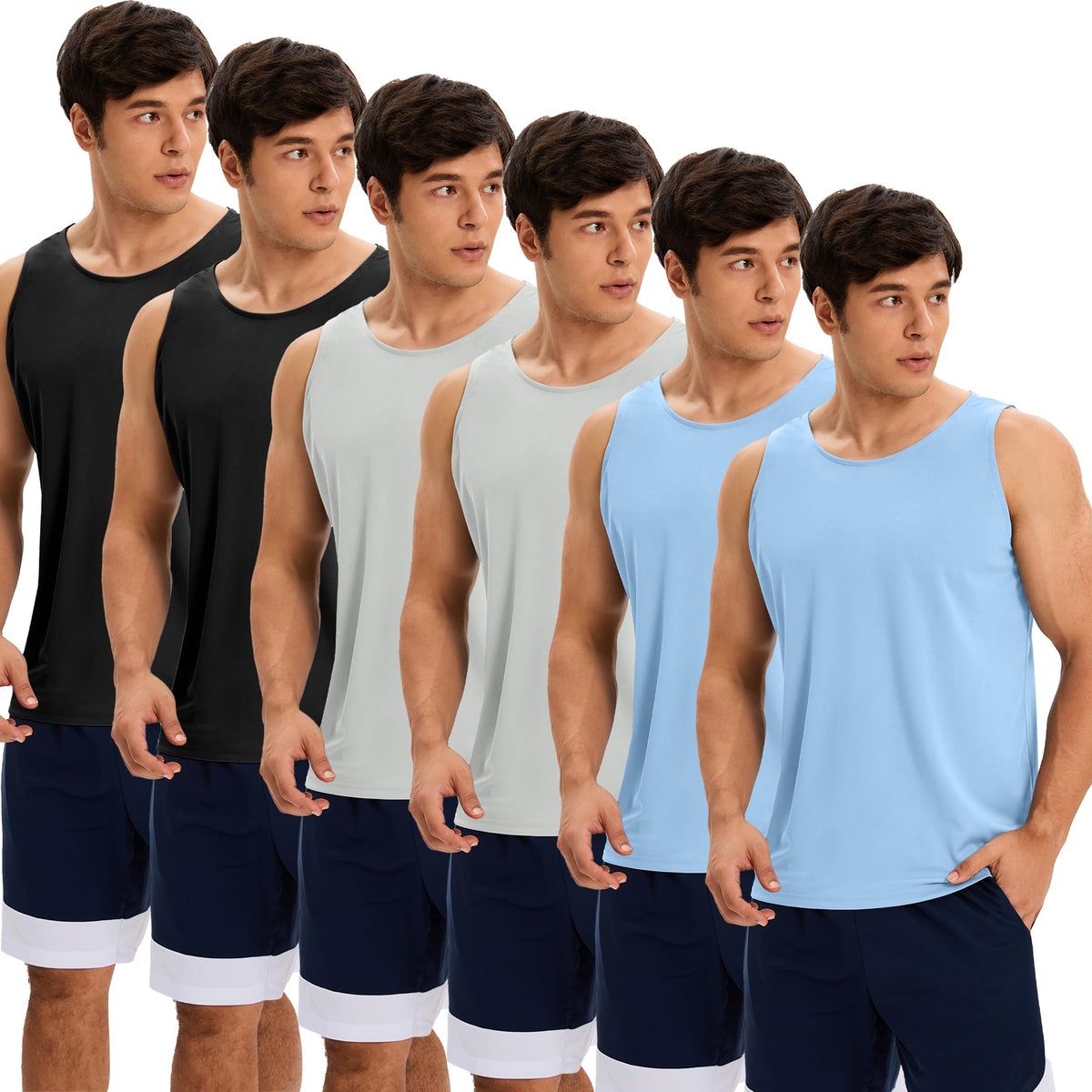 OYGSieg 6 Pack Men's Workout Tank Tops Athletic Muscle Gym Shirts
