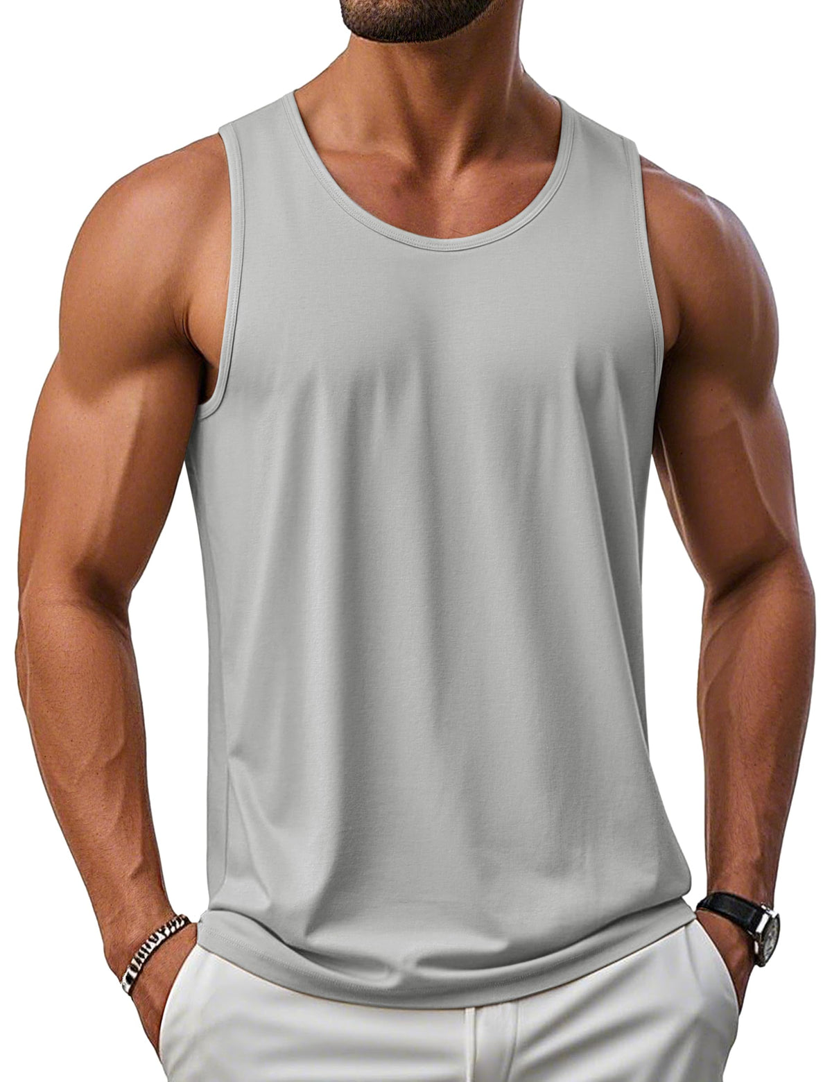 MAGCOMSEN Men's UPF 50+ Tank Top Sleeveless Muscle T Shirts Sport Gym Tanks