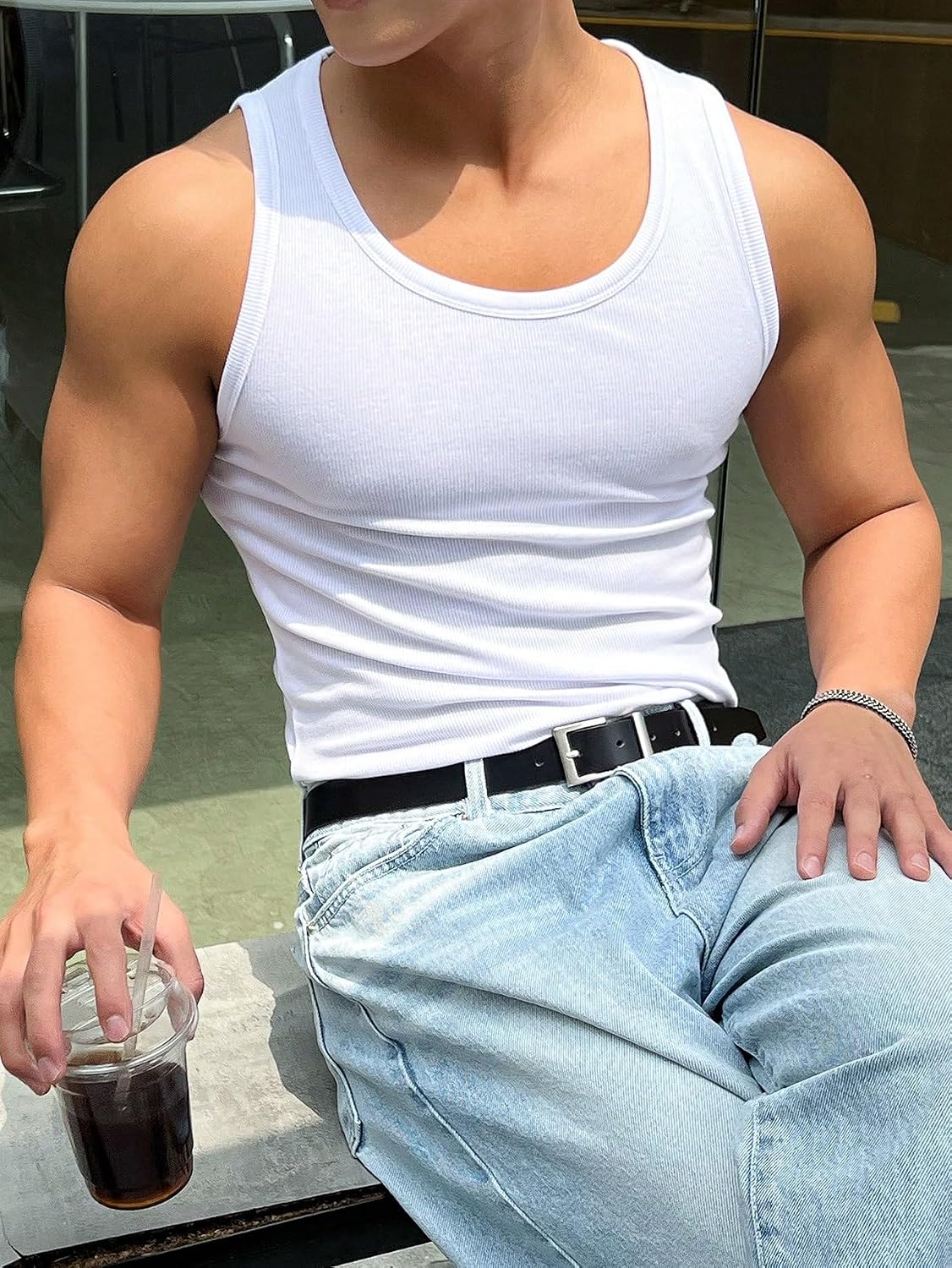 COZYEASE Men's Summer Sleeveless Tank Top Workout Gym Muscle Tank T Shirt