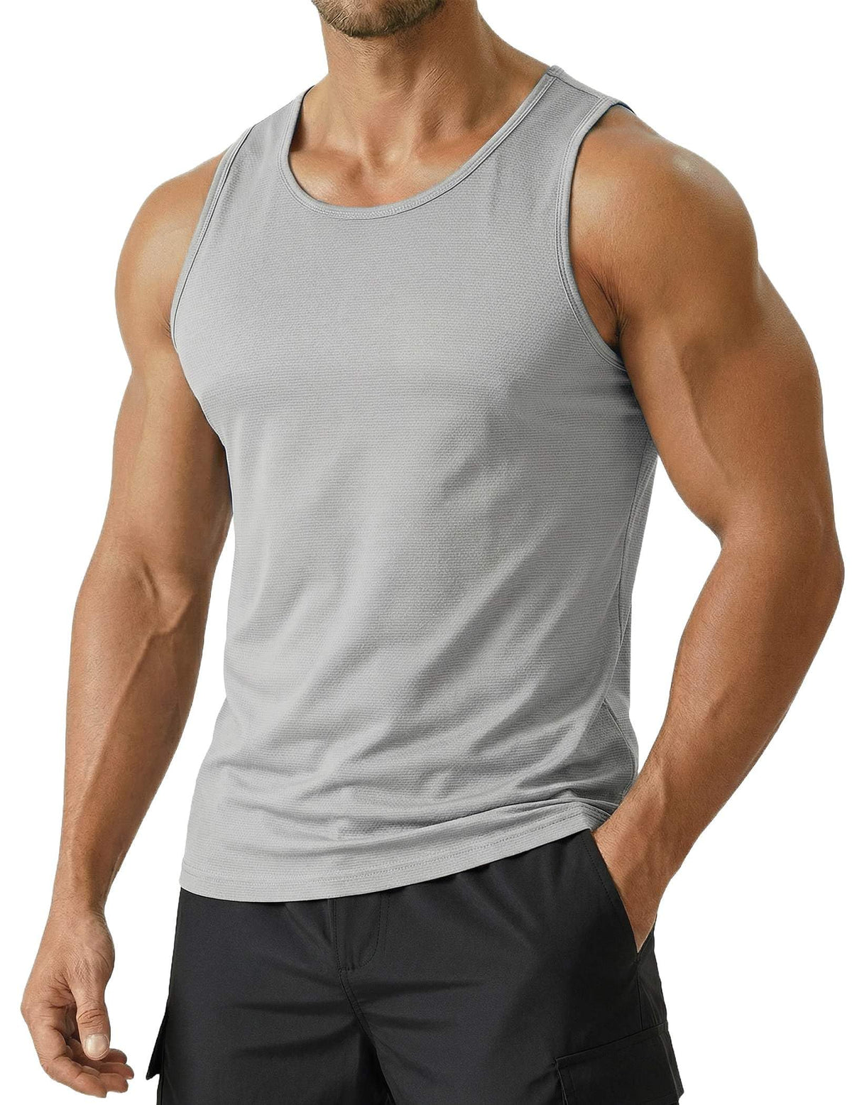 PINSPARK Men's UPF 50+ Quick Dry Tank Tops Athletic Muscle Tee